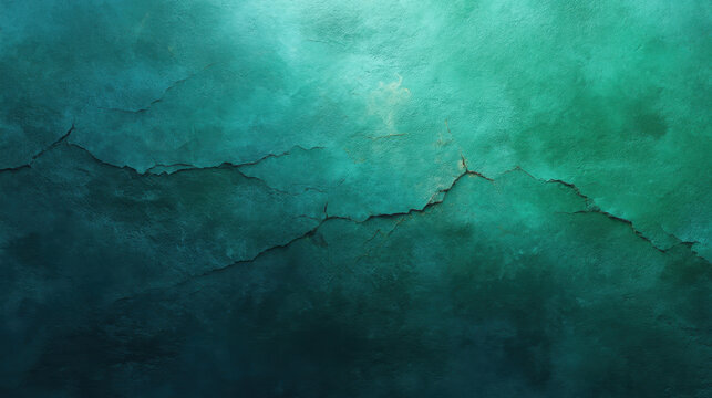 Abstract teal wall with cracked texture, weathered grunge background
