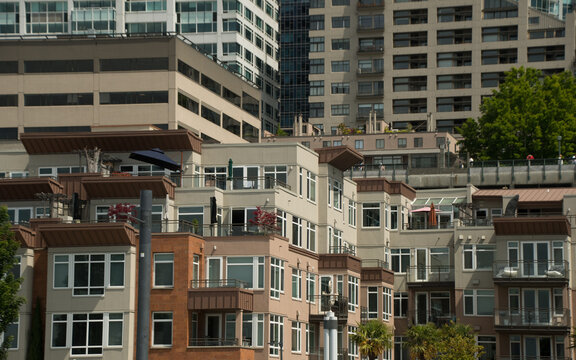 Dense Urban Housing Along Seattle Waterfront