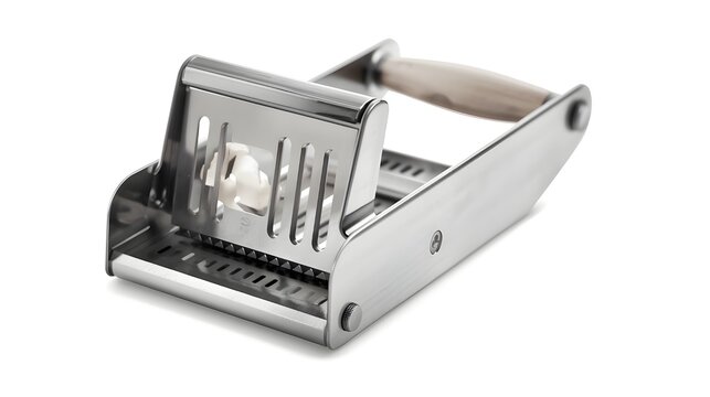 Manual Stainless Steel French Fry Cutter with Handle on White Background, Commercial Kitchen Tool