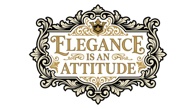 Elegant Vintage Ornamental Frame With Elegance Is An Attitude Quote.