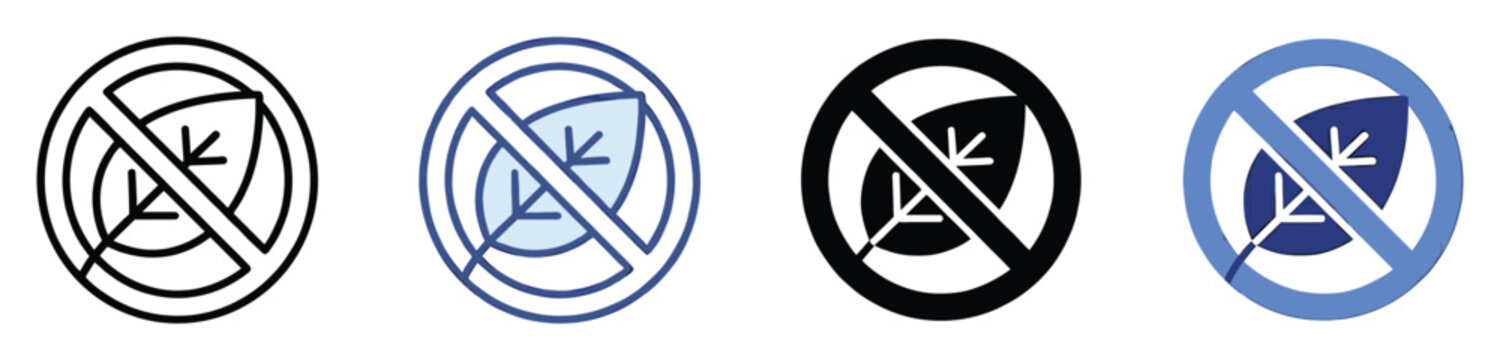 No plant icon collection. Leaf free symbol set. Line and solid graphic.