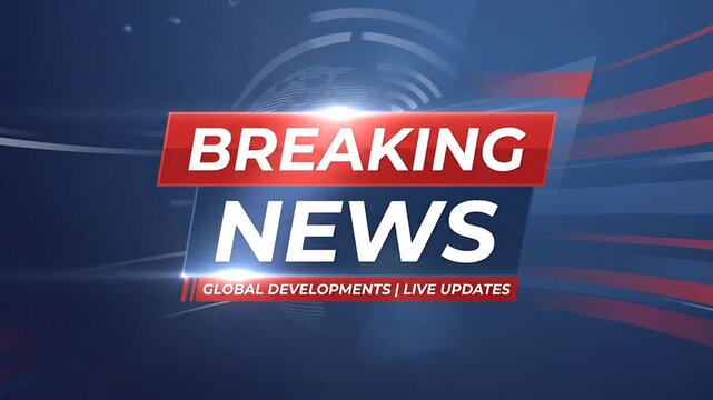 Breaking news visuals displaying live updates for global developments report in news broadcast format