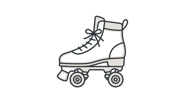 Minimalist line art illustration of a classic roller skate.