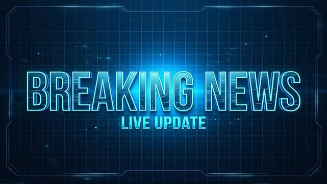 Futuristic digital headlines display with breaking news updates and glowing text effects