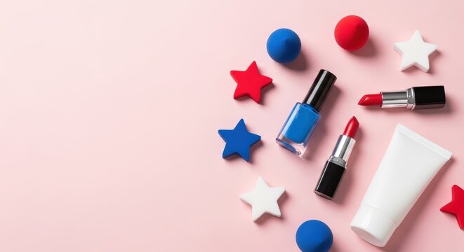 Festive Makeup and Stars Arrangement for Celebrations.