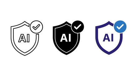 Artificial Intelligence, AI, Shield, Protection, Icons, Vector Graphics © Dylan