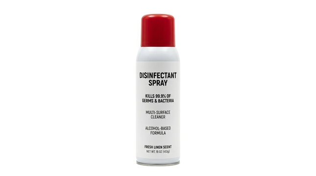 A bottle of disinfectant spray on transparent background hantavirus pulmonary syndrome, hps