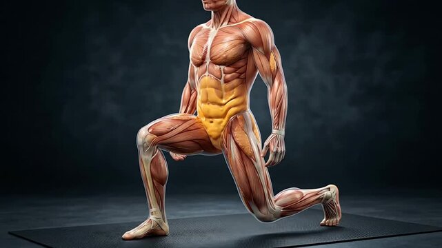 Comprehensive visualization of human muscular anatomy through dynamic poses and muscle layers