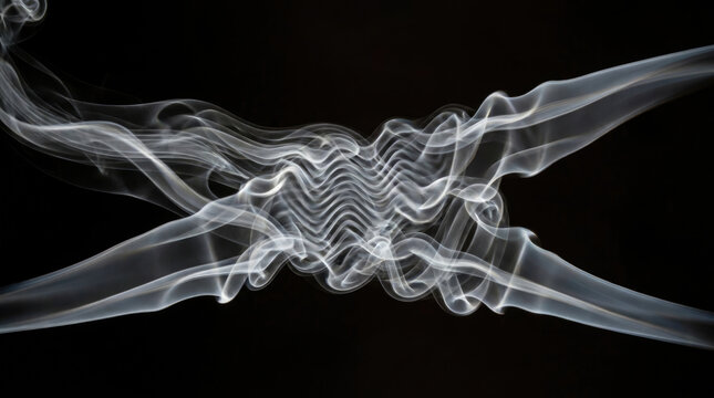 Ethereal smoke streams create mesmerizing moire pattern against dark background