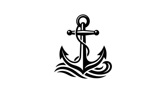 Black Anchor Icon Nautical Symbol.
