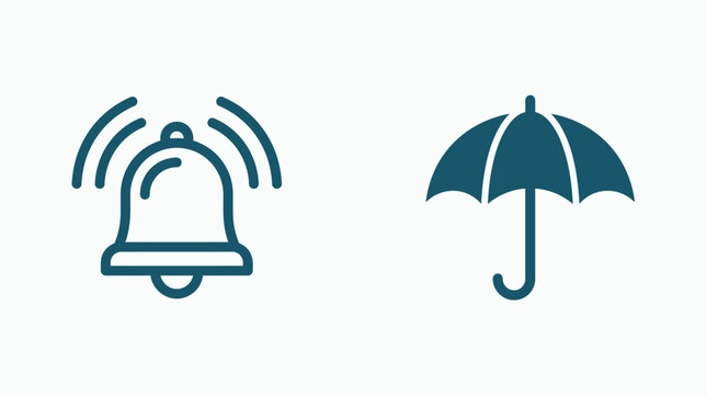 Bell and Umbrella Warning Symbols.