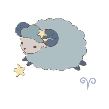 おしゃれな牡羊座モチーフイラスト素材