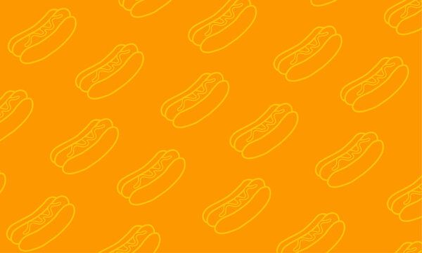 Doodle Hotdog seamless pattern.  Seamless pattern of hotdog Handdraw. illustration background Hotdog food pattern background