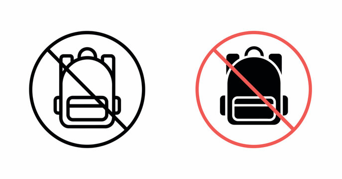 no backpacks allowed signs and symbol vector design backpack prohibited entry symbols collection security check warning signage system modern doodle flat outline vector illustration bundle.