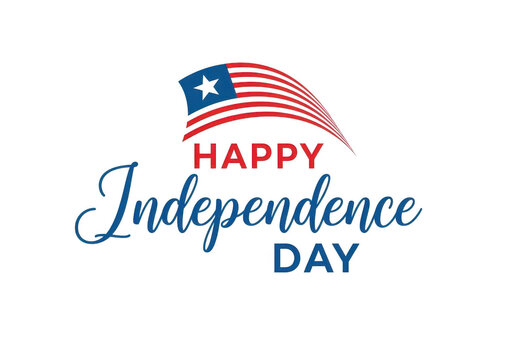 Happy independence day of liberia with national flag isolated on transparent background