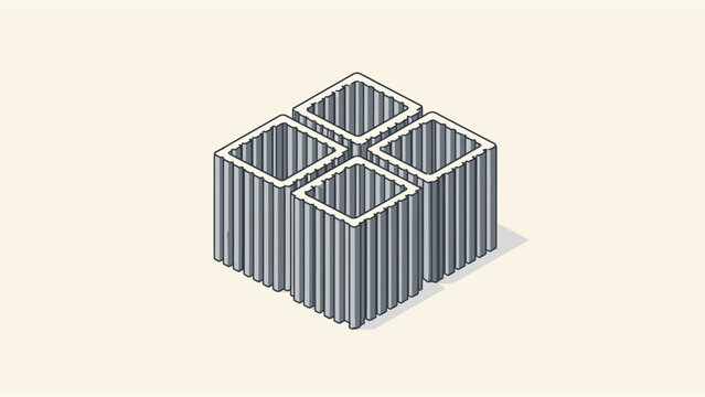 Abstract isometric optical illusion featuring four ambiguous square structures that challenge perception and create a visual paradox.
