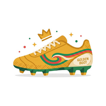 Stylized Golden Boot Award Illustration for Football Excellence and Top Scorer Recognition