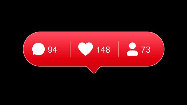 Animated social media counter showing rising likes, comments, and followers. Modern UI motion graphic with stats, engagement metrics, and growth tracking for creators and marketing dashboards.