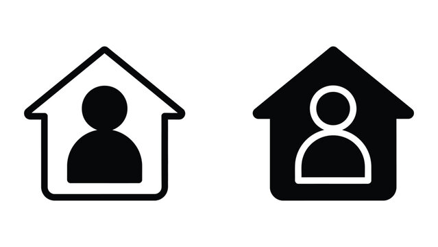 Stay at home icon set in outline and solid glyph style vector