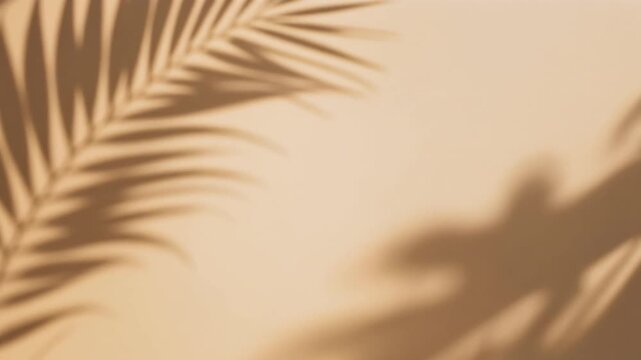 Tropical palm leaf shadows on warm beige wall, luxury resort aesthetic, natural sunlight, wellness atmosphere, minimalist background, hospitality branding, abundant copy space, serene lifestyle
