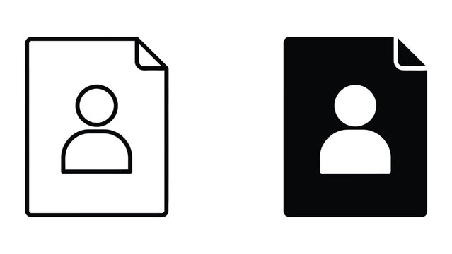 Personal file icon set in outline and solid glyph style vector