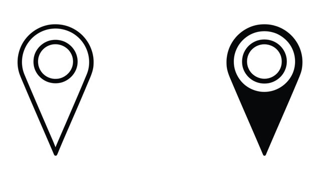 Location pin icon set in outline and solid glyph style vector