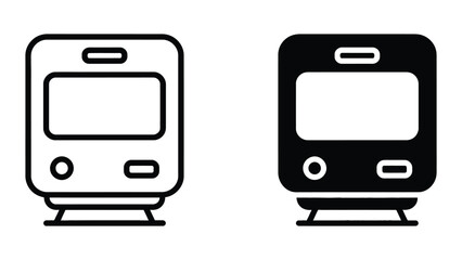 Train icon set in outline and solid glyph style vector © OrchiDesign