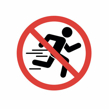 no running vector sign running ban symbol collection safety compliance signage system motion restriction warning icons modern doodle flat outline vector illustration design for controlled zones.