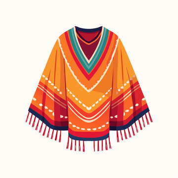 Colorful Mexican Poncho Illustration