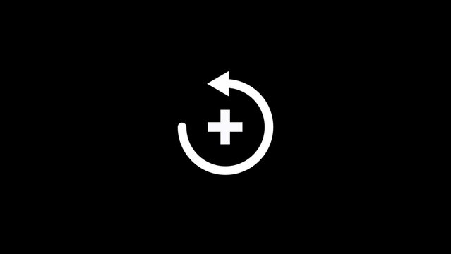 White circular arrow icon with a plus sign for reload or add interface design