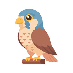 Fototapeta premium Bird of prey icon, falcon or eagle character isolated on white background.