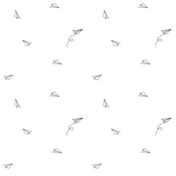 paper airplane doodle on a white background perfect for Wrapping Paper and design fabric or tectile  