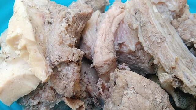 Close up of sliced raw lamb mutton meat for gourmet cooking ingredient