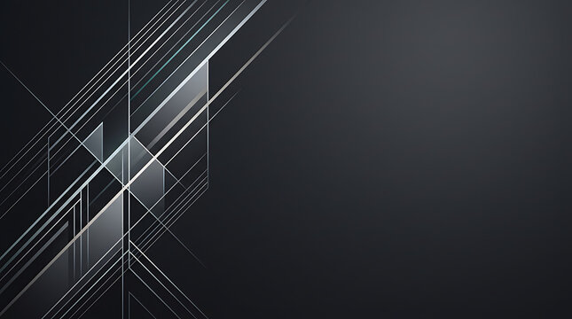 Abstract geometric background with silver lines on dark backdrop