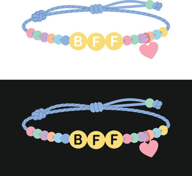 Happy friendship day illustrated bff bracelets with heart charm ideal for social media gifts