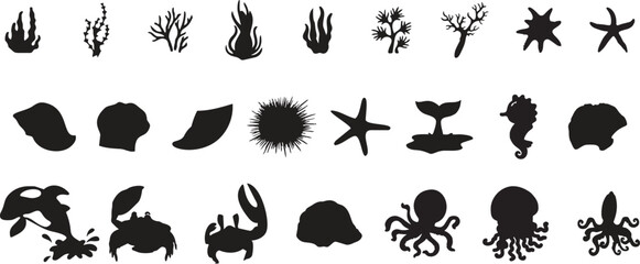 Underwater marine life silhouettes © Rabeya