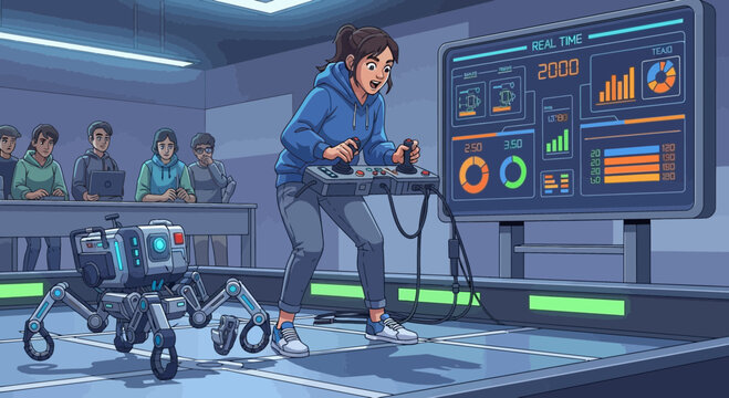 Gaming with Robot Control Interface Futuristic Setup