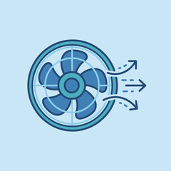 Obraz premium A blue graphic icon showing a circular electric cooling fan