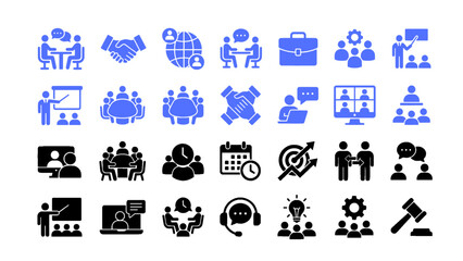 Fototapeta premium Corporate management and productivity icons in modern flat design.