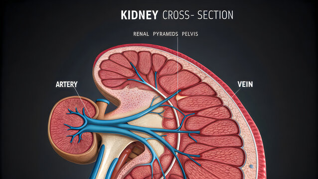 Kidney cross-section anatomy illustration