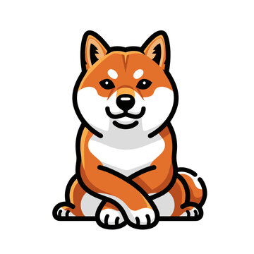 Shiba Inu dog sitting in a polite upright pose