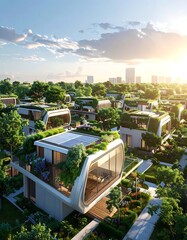 Obraz premium Sustainable modern eco friendly residential neighborhood.