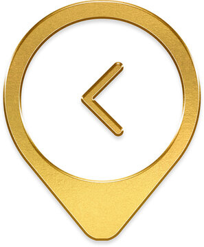 Elegant gold chevron back pin icon with shiny metallic look design
