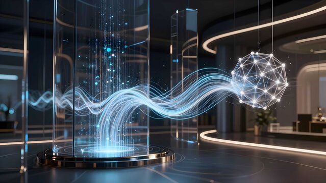 Modern abstract technology scene showcasing digital innovation within futuristic networks