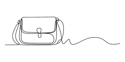 Fototapeta premium Continuous single line drawing of a woman shoulder bag