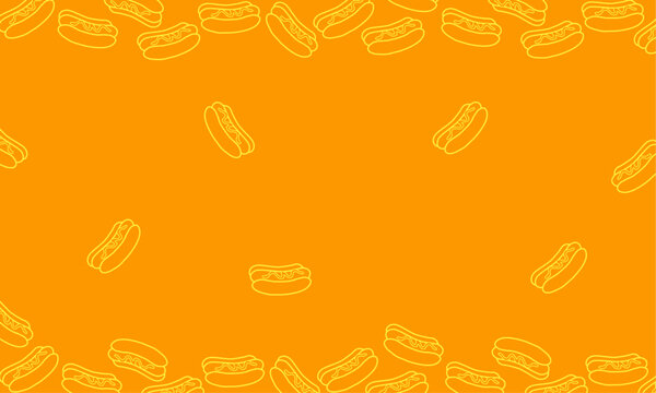 Doodle Hotdog seamless pattern.  Seamless pattern of hotdog Handdraw. illustration background Hotdog food pattern background