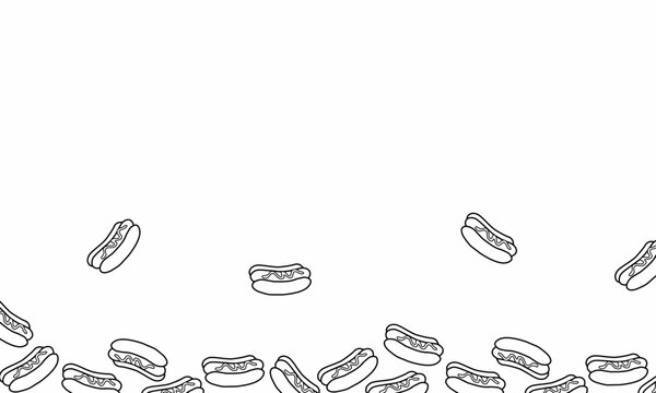Doodle Hotdog seamless pattern.  Seamless pattern of hotdog Handdraw. illustration background Hotdog food pattern background