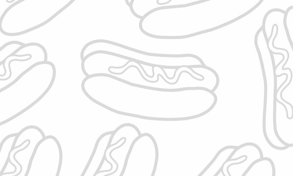 Doodle Hotdog seamless pattern.  Seamless pattern of hotdog Handdraw. illustration background Hotdog food pattern background