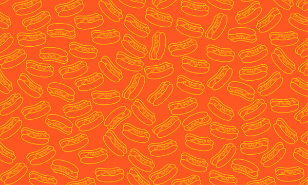 Doodle Hotdog seamless pattern.  Seamless pattern of hotdog Handdraw. illustration background Hotdog food pattern background
