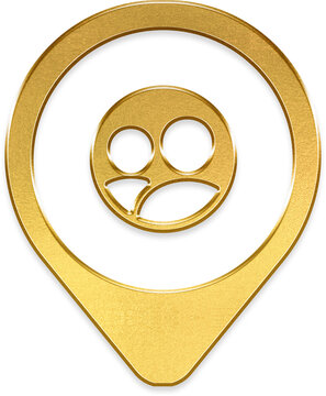 Shiny gold people circle icon on metallic badge golden element